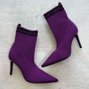 Guess Dallyce Logo Purple Sock Booties 6.5 Women